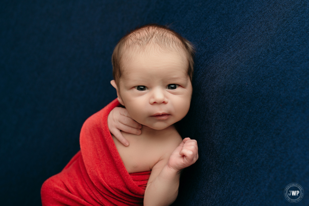 baby boy red wrap blue blanket Kingston ontario photographer