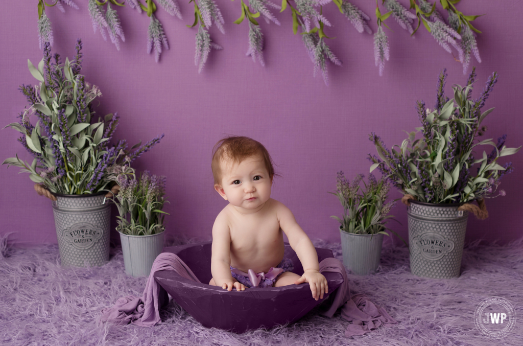 baby girl purple bucket lavender Kingston children photographer