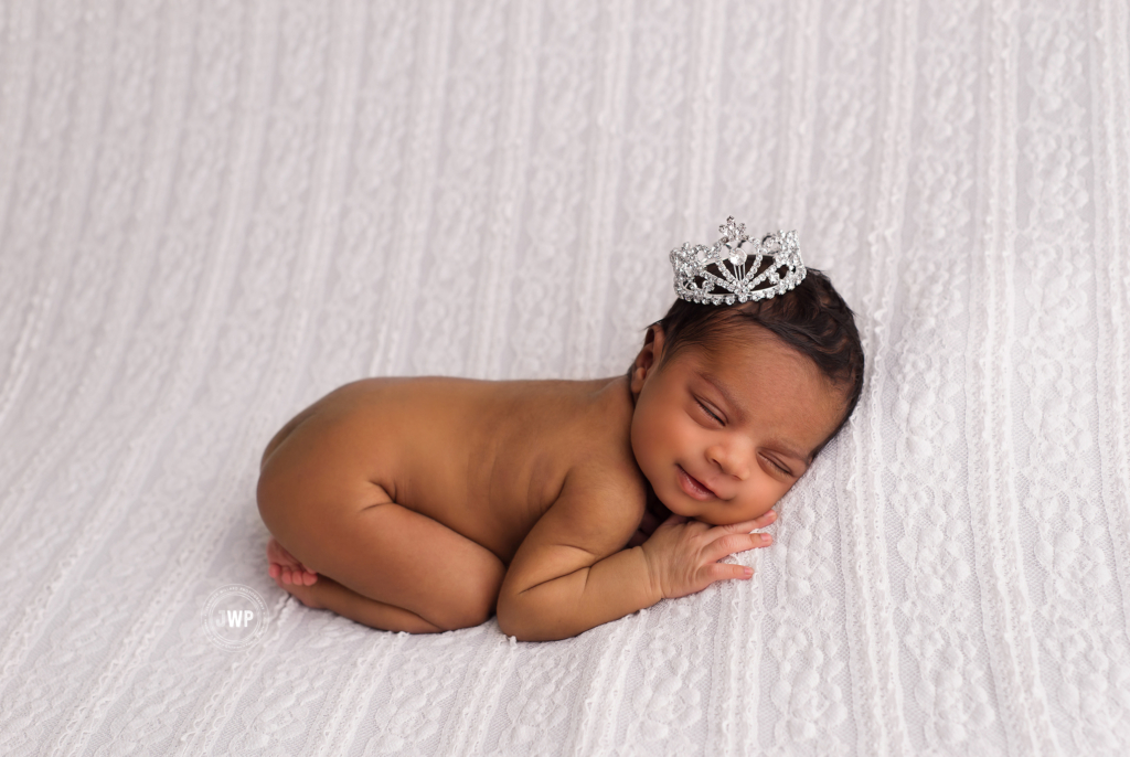 baby girl white lace blanket tiara Kingston newborn photographer