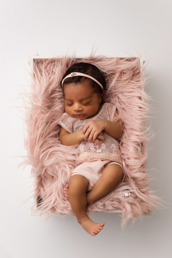 blush pink romper fur white crate baby girl Kingston Photographer