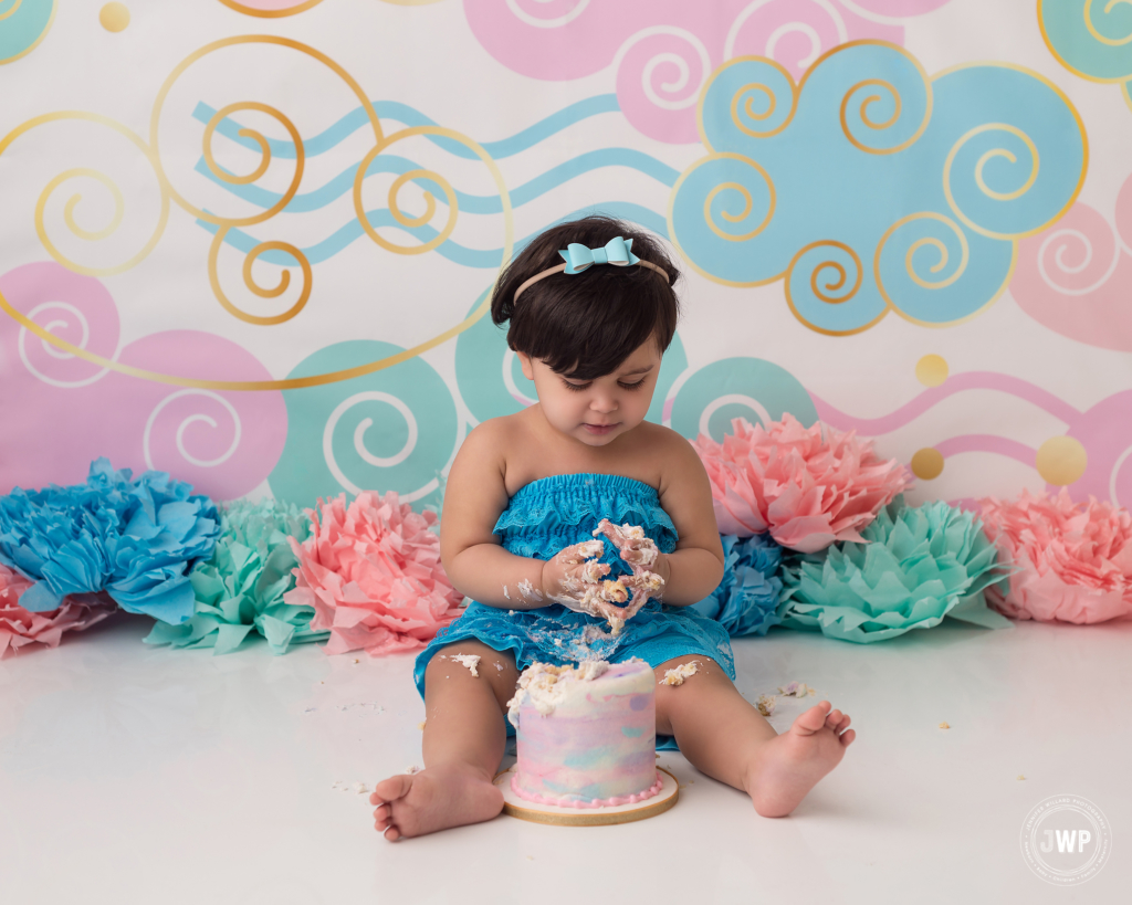 first birthday cake smash watercolour paint cake Kingston baby photographer