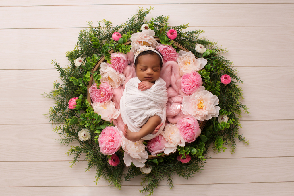 newborn girl flower wreath headband Kingston baby Photographer