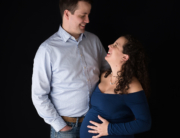 pregnant mother navy blue dress father Kingston maternity photographer