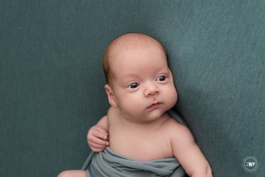 baby boy blue wrap Belleville newborn photographer