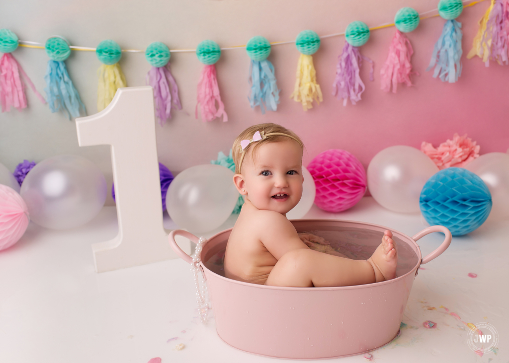 first birthday cake smash bath tub set Kingston baby photographer