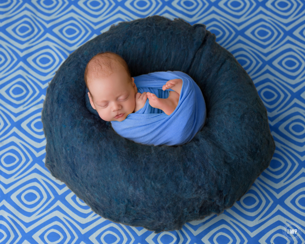 newborn boy blue wrap Kingston baby photographer