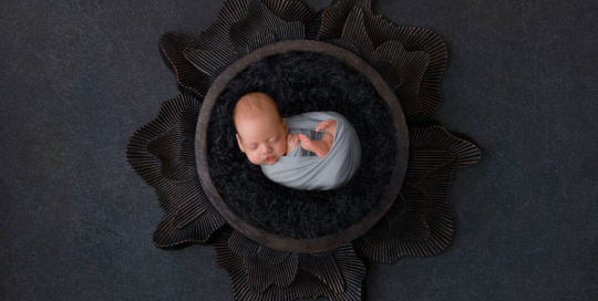 newborn boy grey wrap Kingston baby photographer