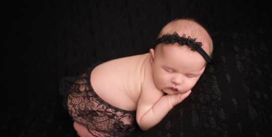 baby girl black lace blanket bow headband Kingston newborn photographer
