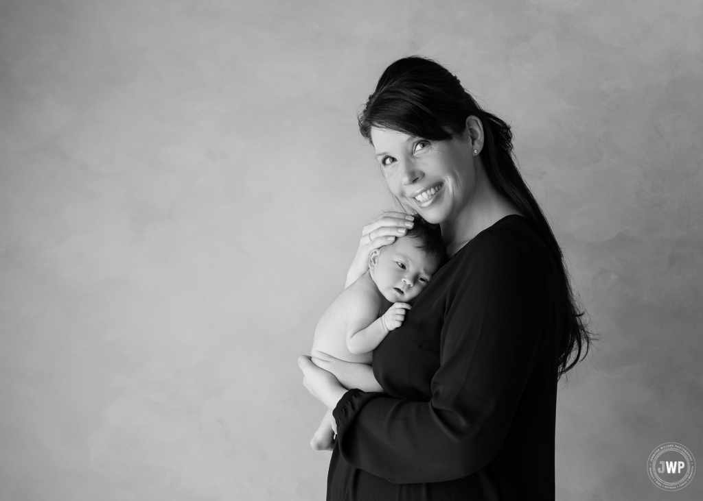 Fine Art Newborn Portraits Mother Daughter black and white Kingston photographer