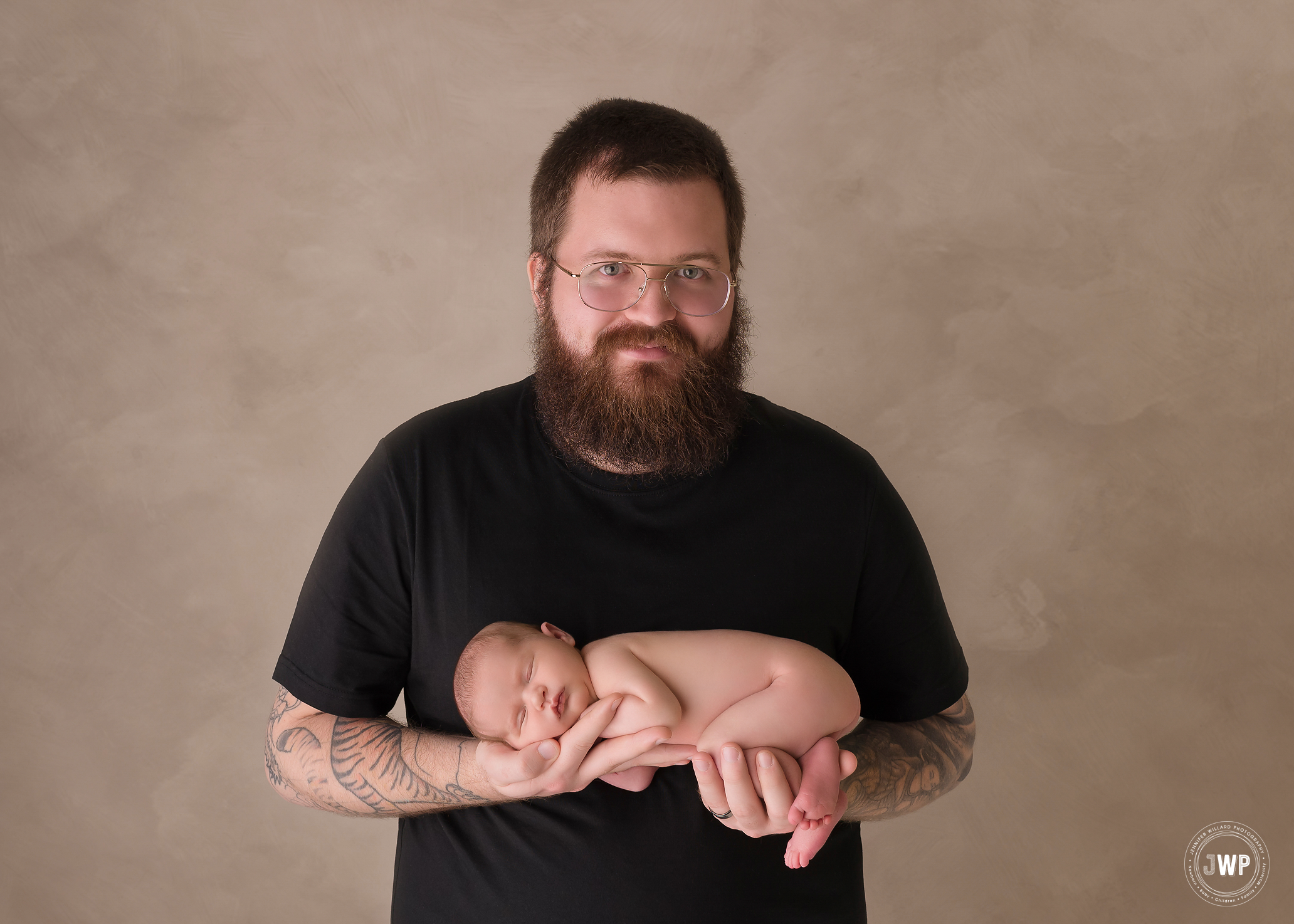 Father newborn girl portrait studio Kingston baby photographer