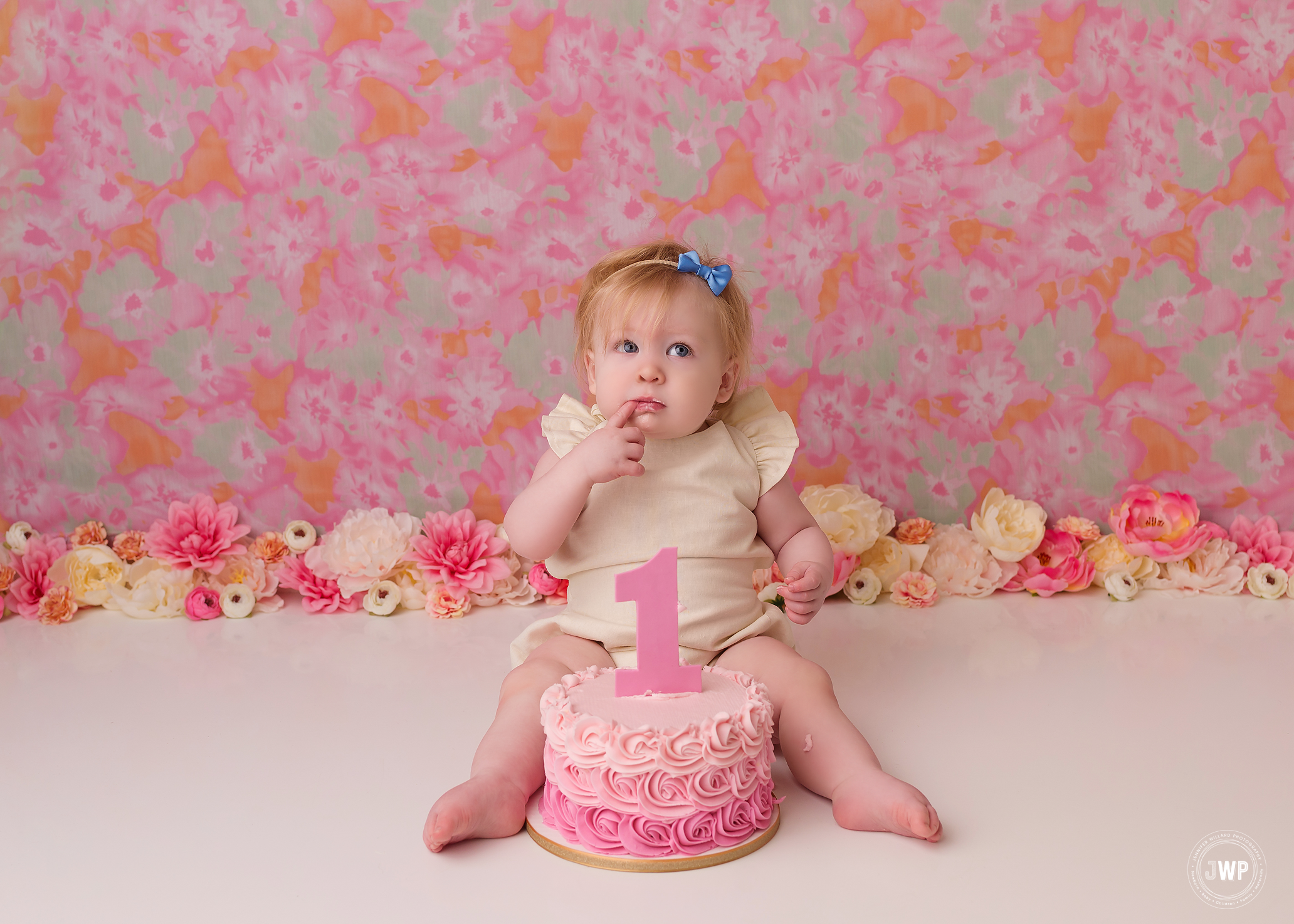 first birthday cake smash pink ombre Kingston baby photographer
