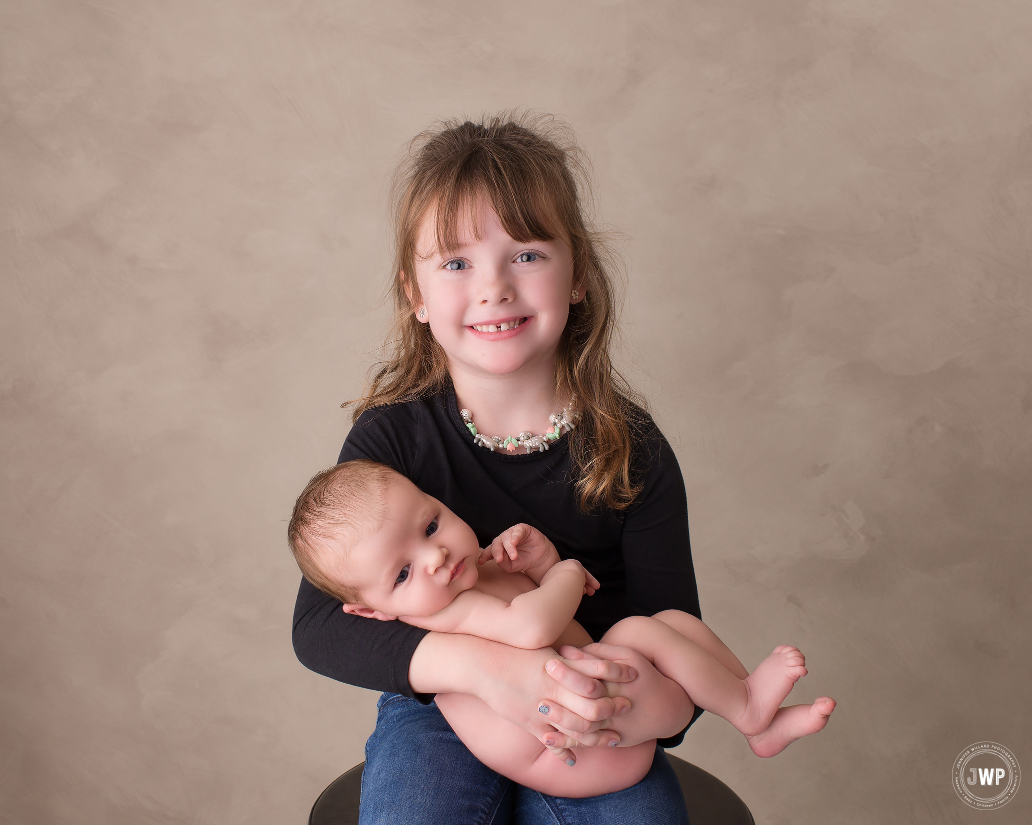 newborn girl big sister studio portrait Kingston Ontario Photographer