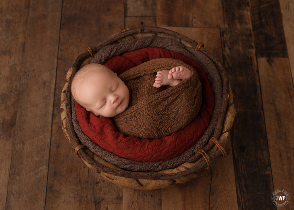 newborn boy brown orange rustic kingston baby photographer
