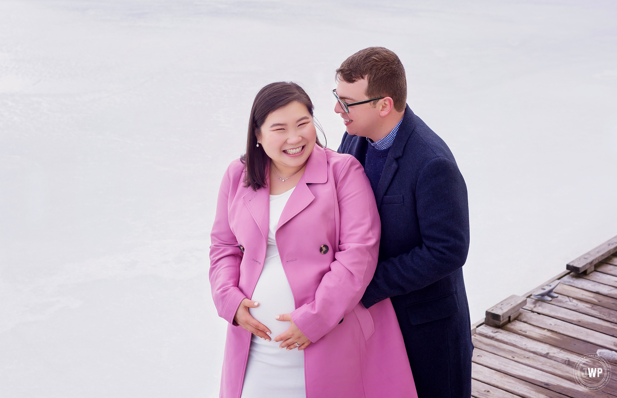 pregnant mother father laughing Kingston waterfront maternity photographer