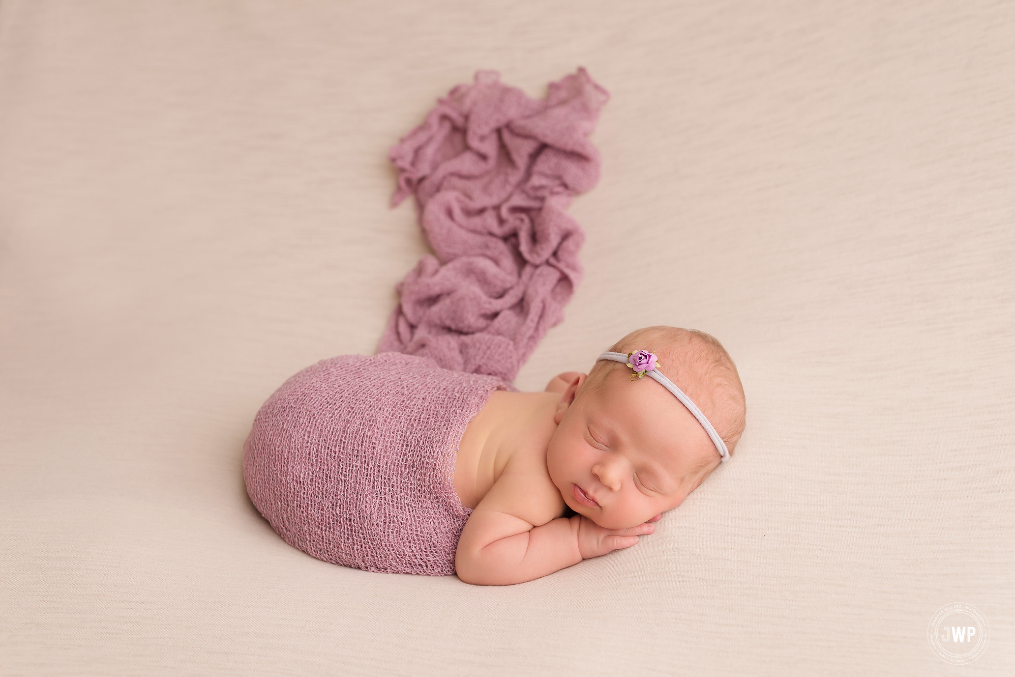 purple wrap cream blanket Kingston newborn photographer