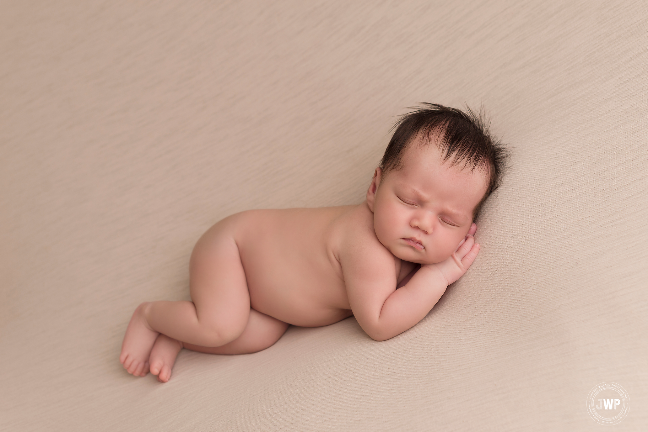 baby boy cream blanket Belleville newborn photography