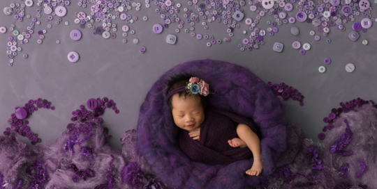 newborn girl purple grey composite buttons Kingston baby photographer