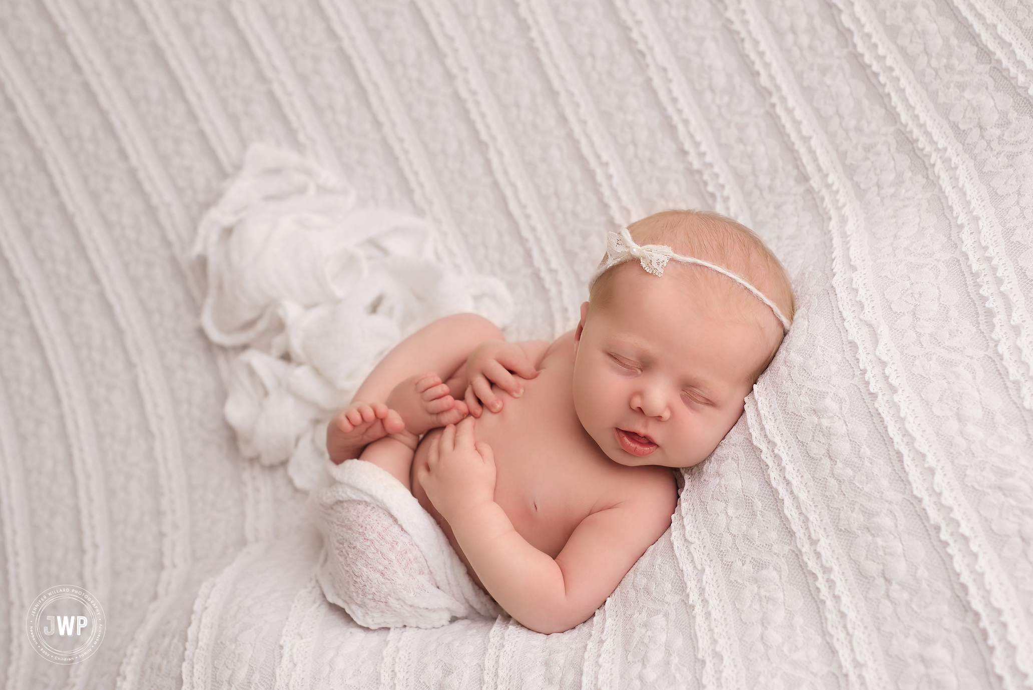 white lace blanket newborn girl Kingston baby photographer