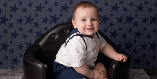 baby boy first birthday grey backdrop Kingston milestone photographer