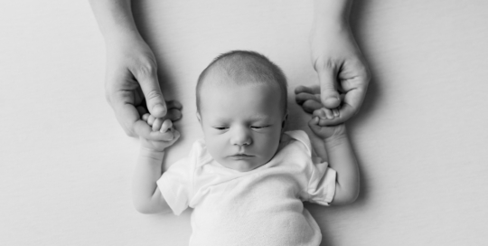 black and white newborn portrait Kingston Ontario Baby Photographer