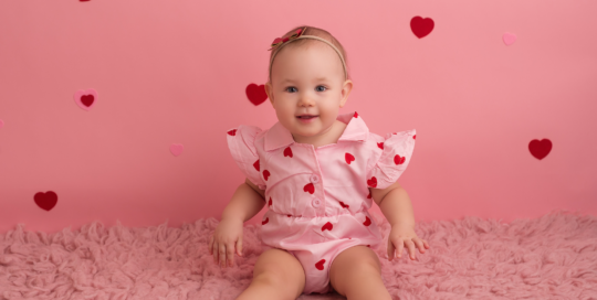 pink red valentines day romper Kingston baby photographer