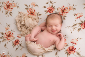 baby girl flower blanket cream ruffle wrap Belleville newborn photographer