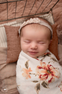 baby girl flower wrap Belleville newborn photographer
