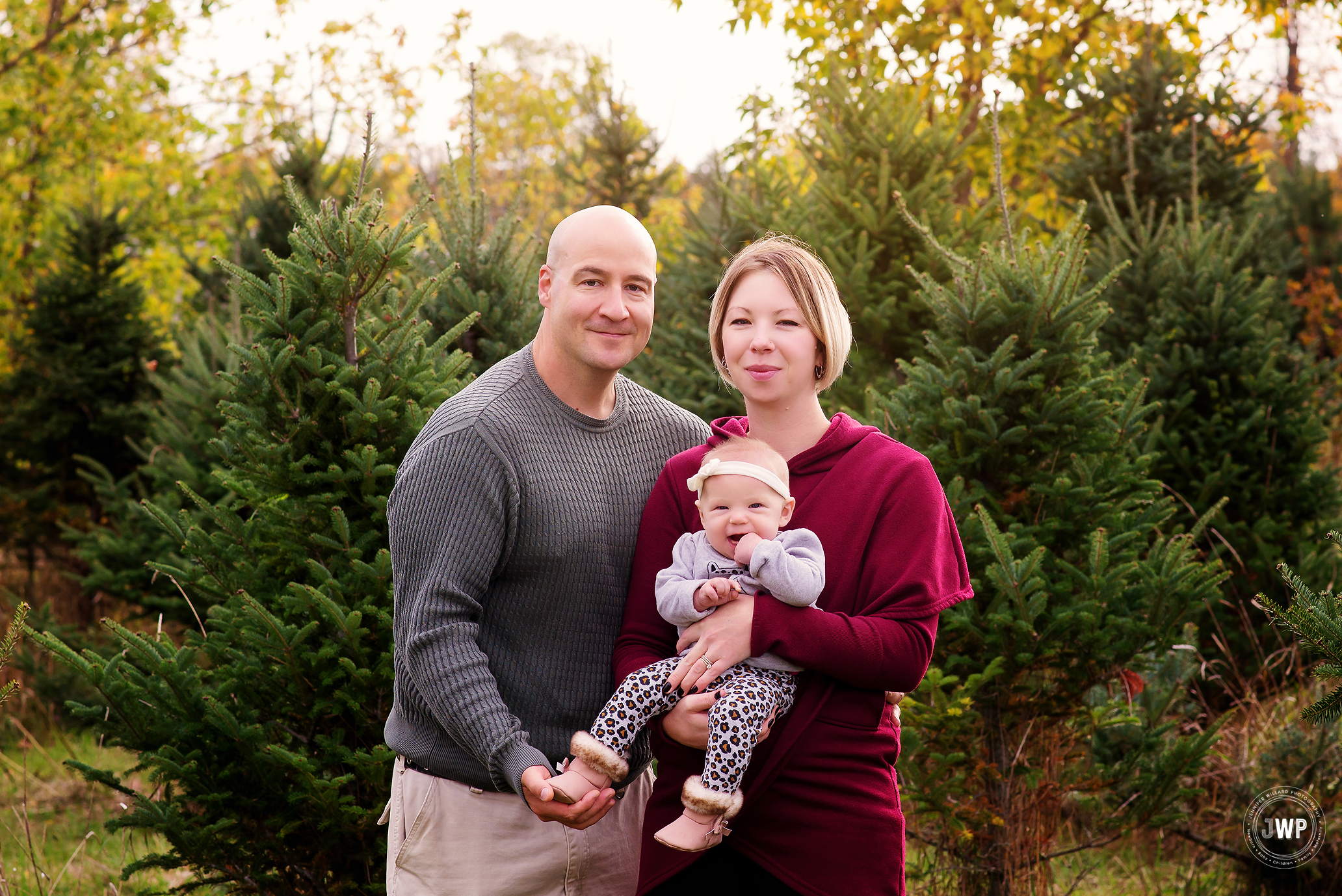 Mother Father Daughter Christmas Tree Farm Kingston Family Photographer