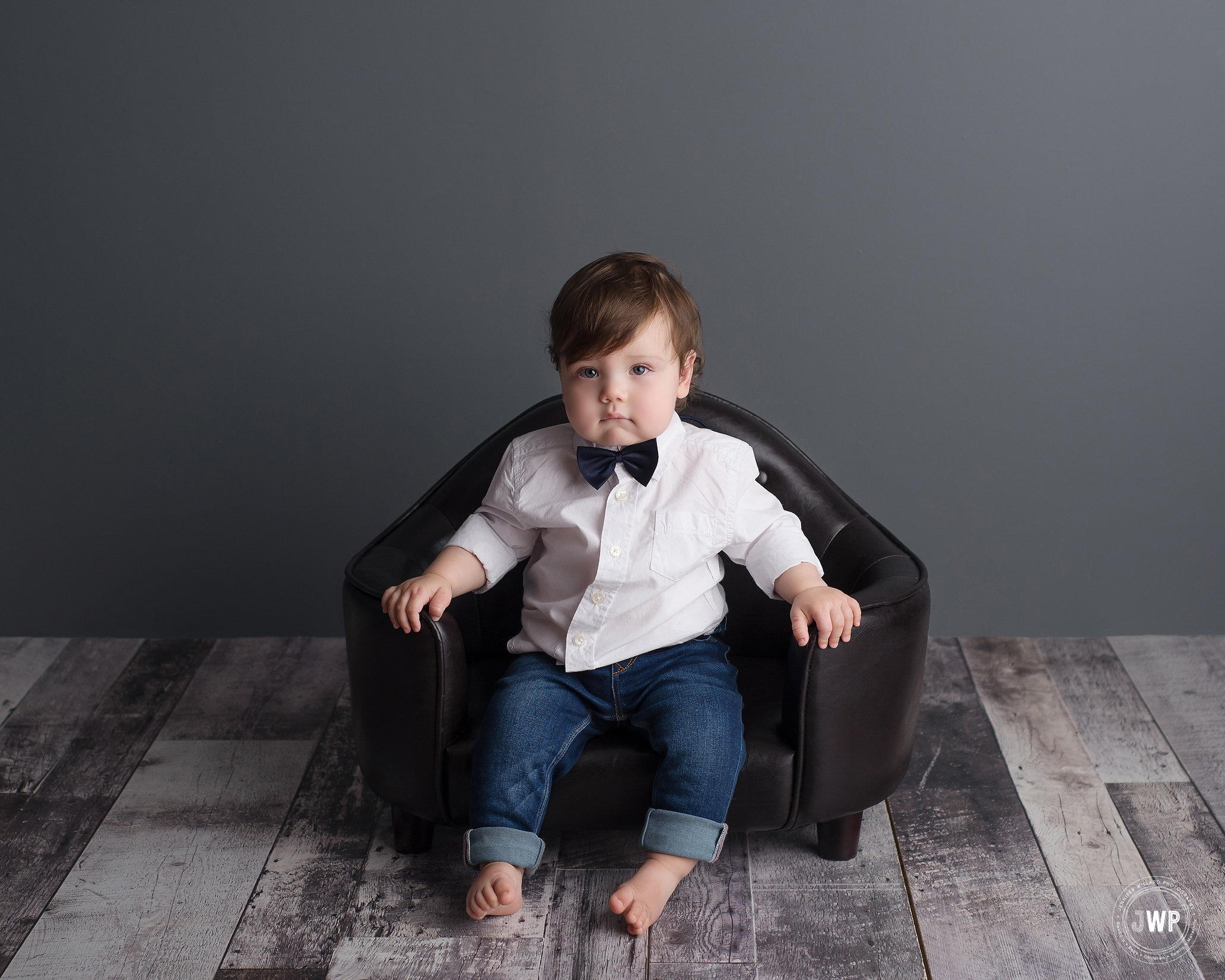 baby boy black couch bow tie Kingston family photographer
