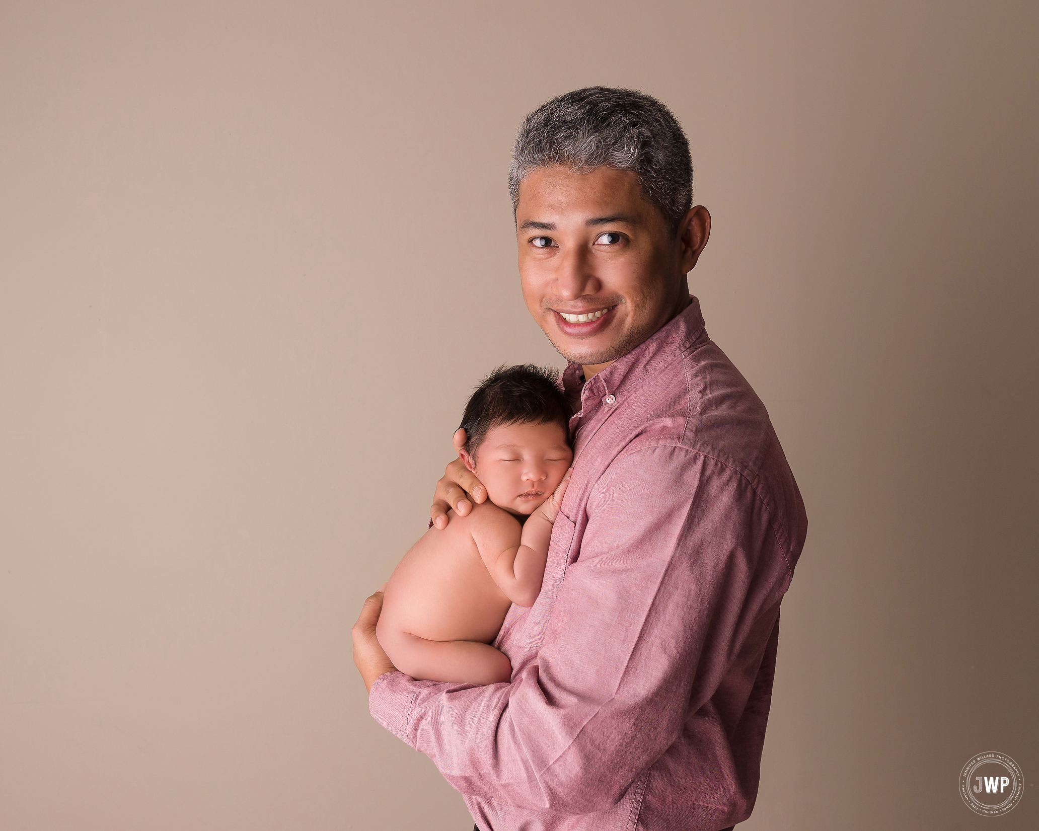 baby girl Father arms pink shirt Kingston newborn photographer