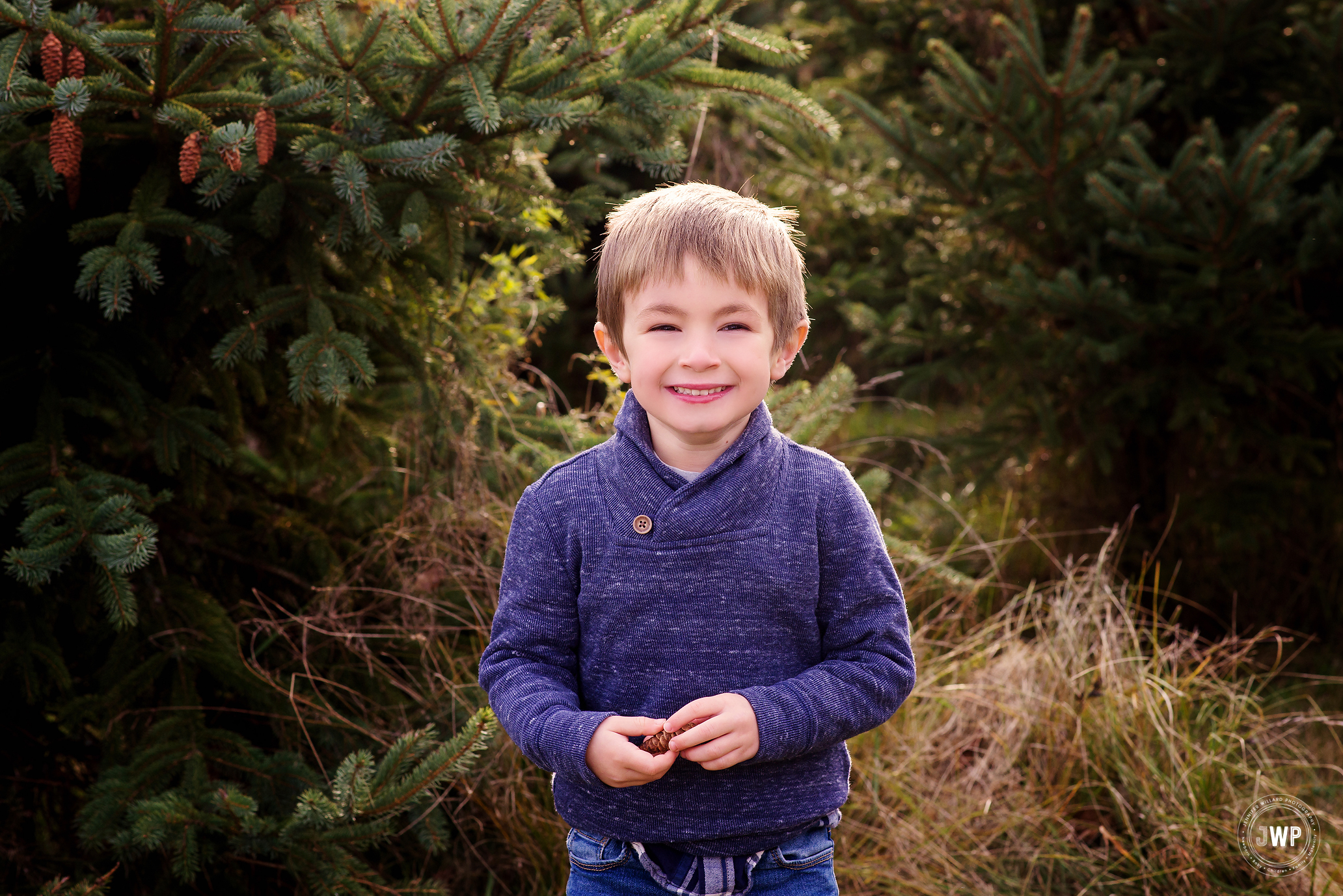 boy Christmas Tree Farm Kingston family photographer