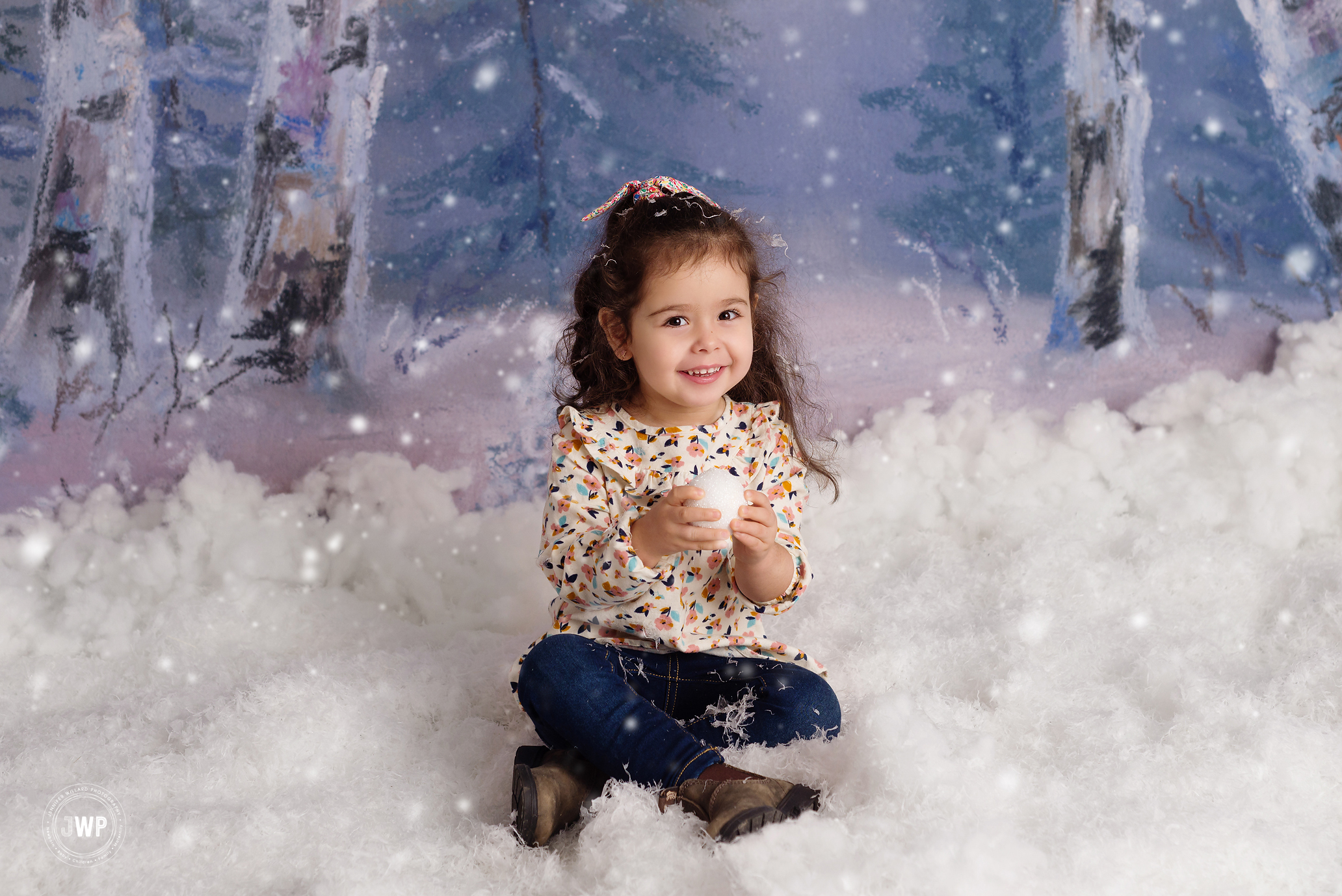little girl snowball snow Winter studio Kingston mini session photographer