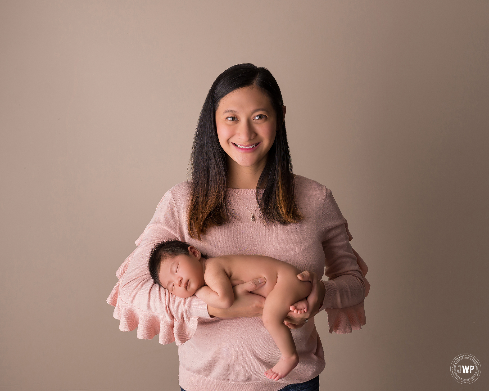 newborn girl Mother pink shirt Kingston baby photographer