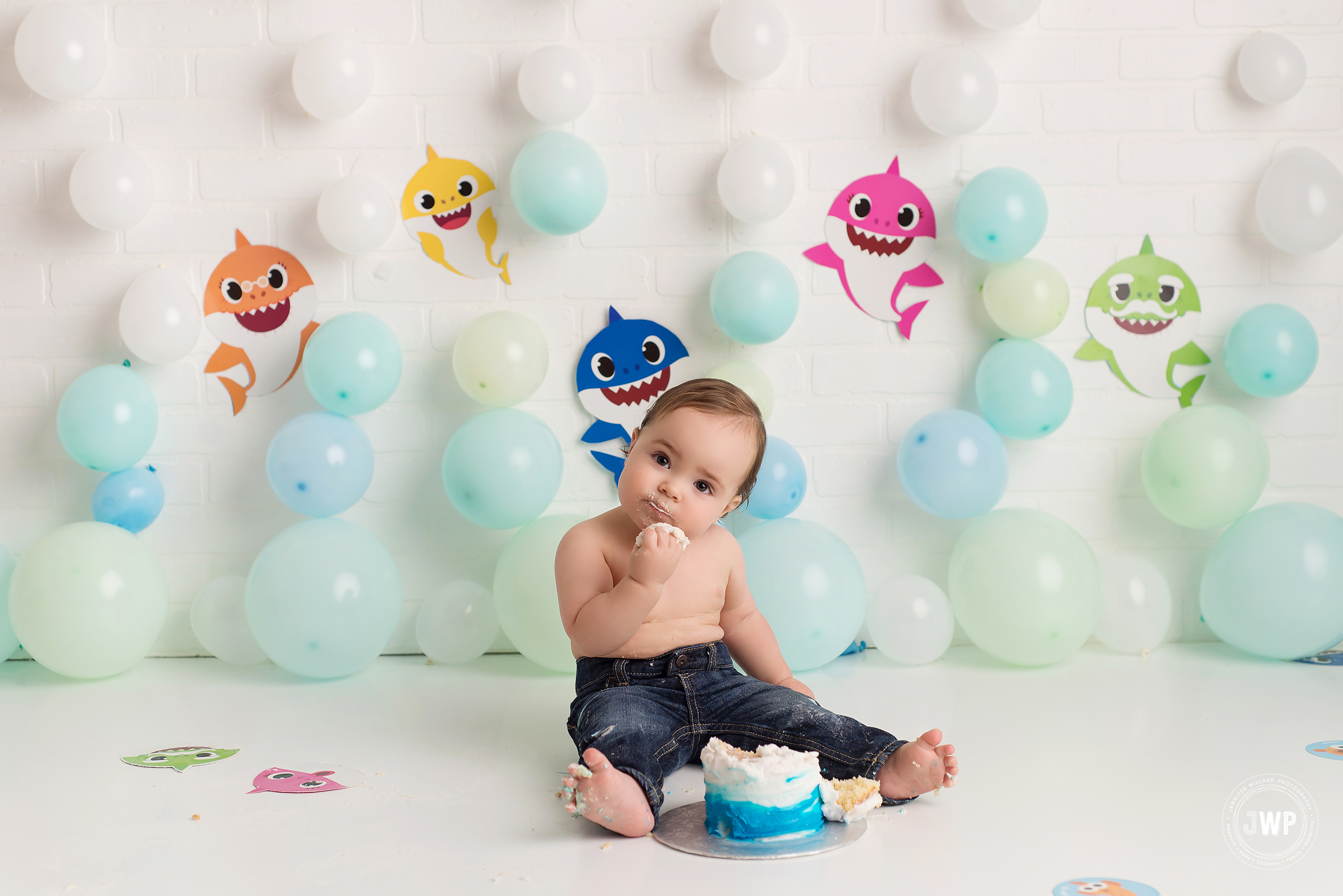 Baby Shark First Birthday Cake Smash Kingston Children Photographer