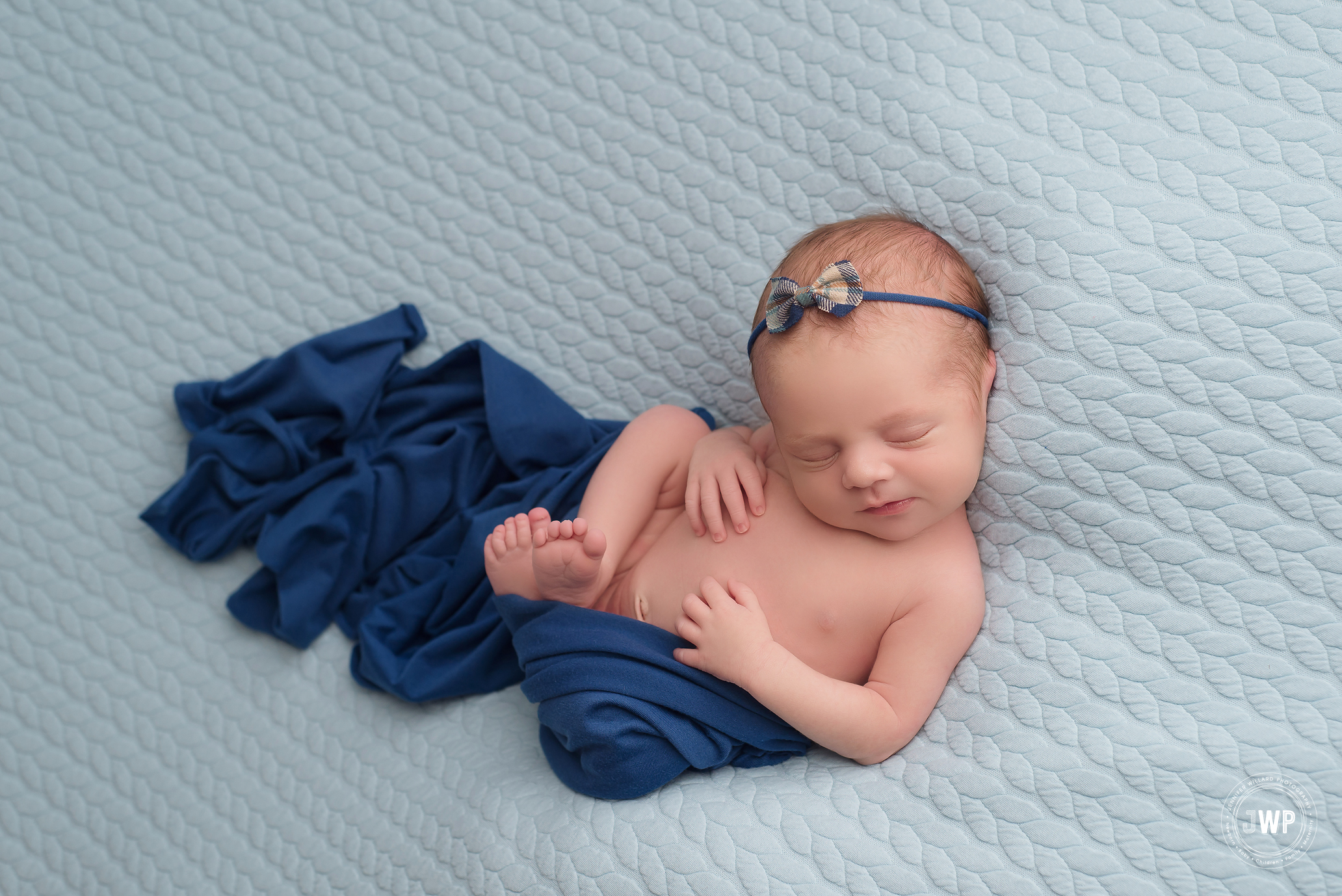 baby girl blue blanket navy wrap Kingston newborn photographer