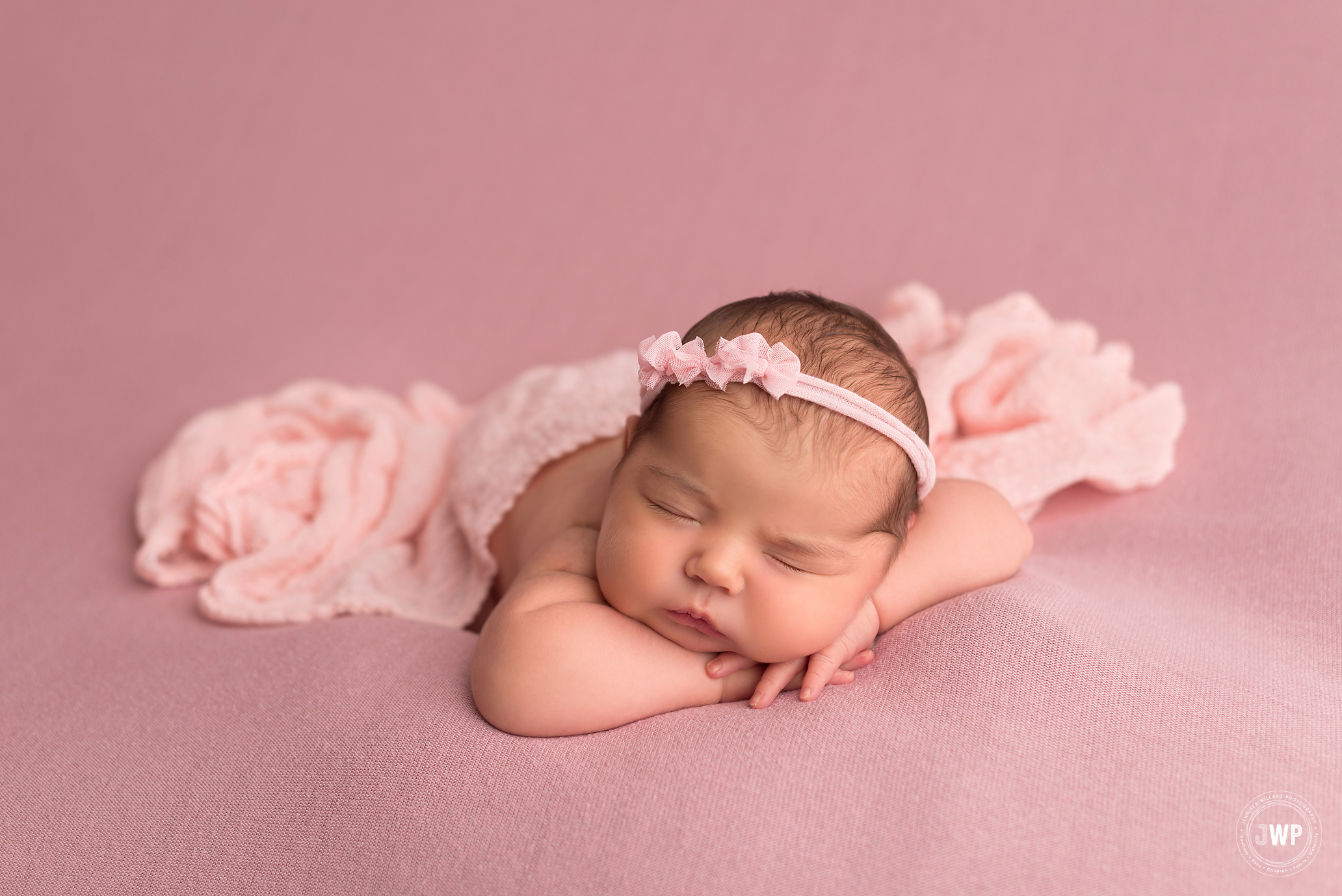 baby girl pink blanket bow headband Kingston newborn photographer