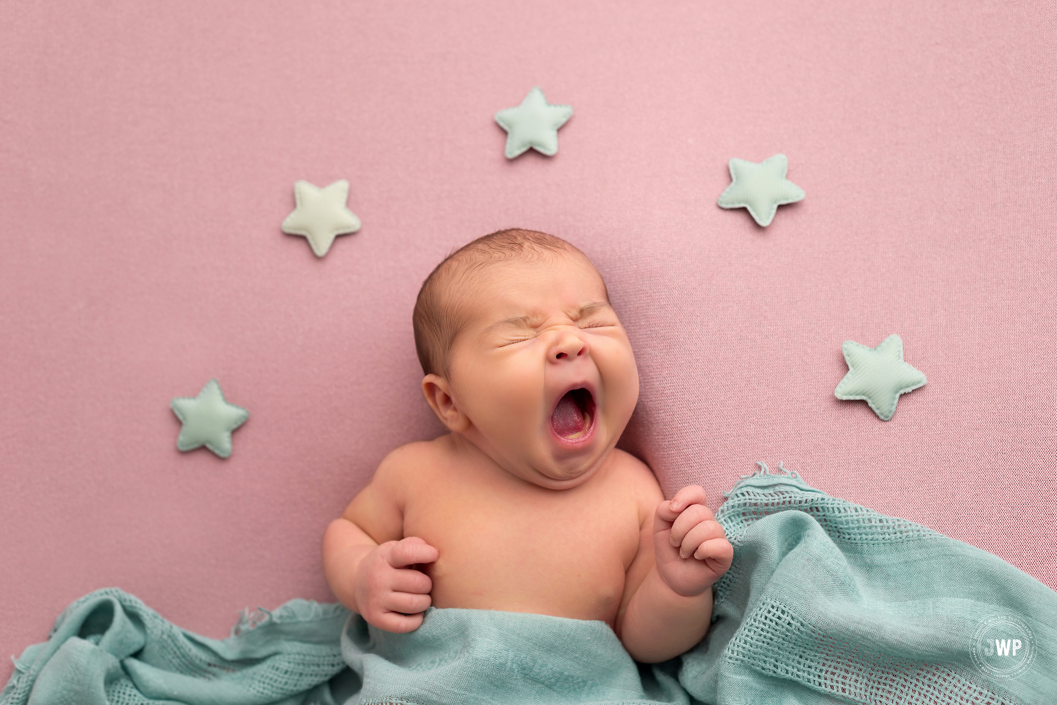 baby girl pink blanket sage star wrap Kingston newborn photographer