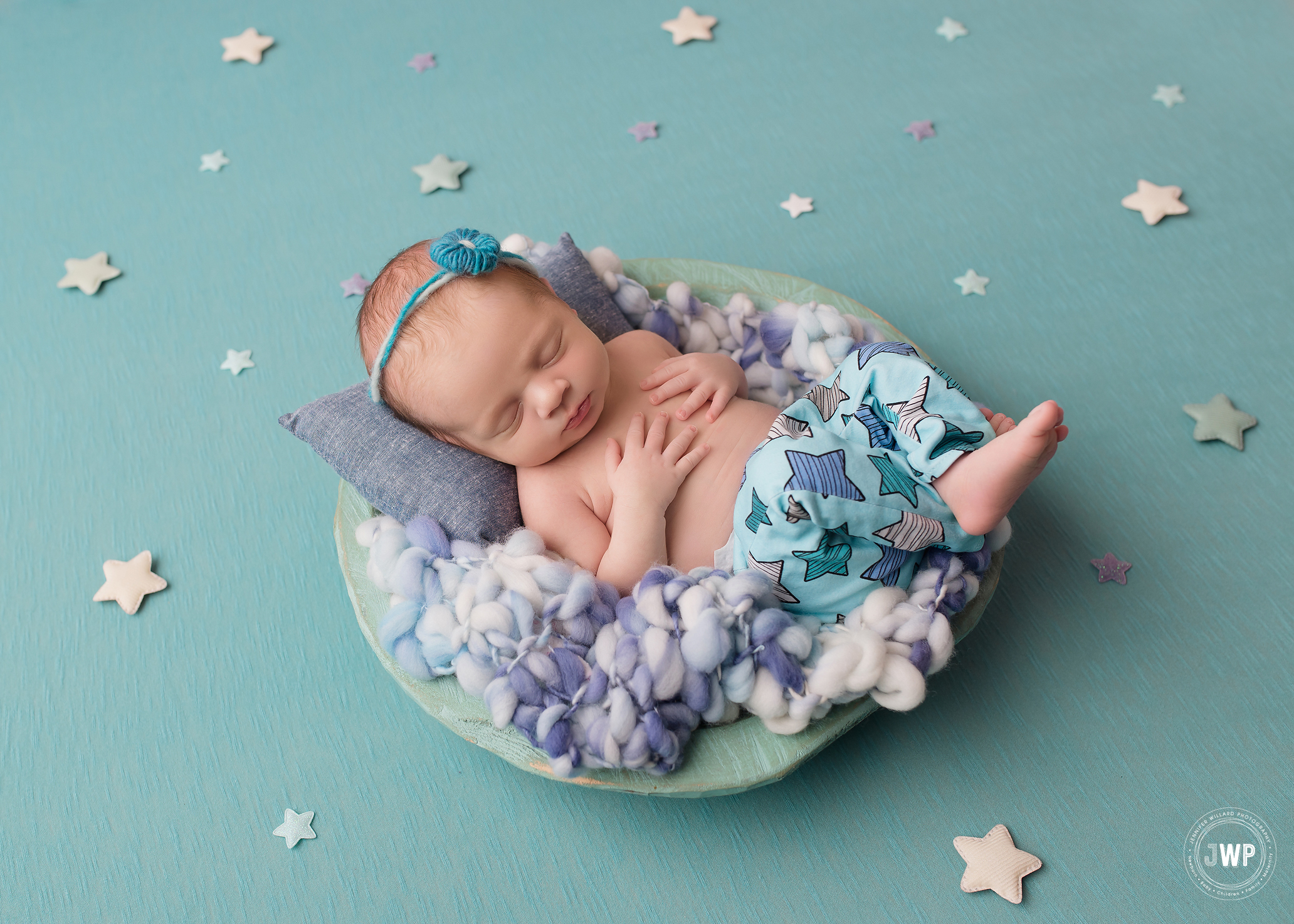 baby girl seafoam blanket stars Kingston newborn photographer