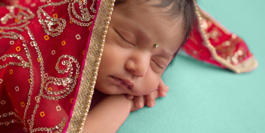 baby girl Sari red mint Kingston newborn photographer