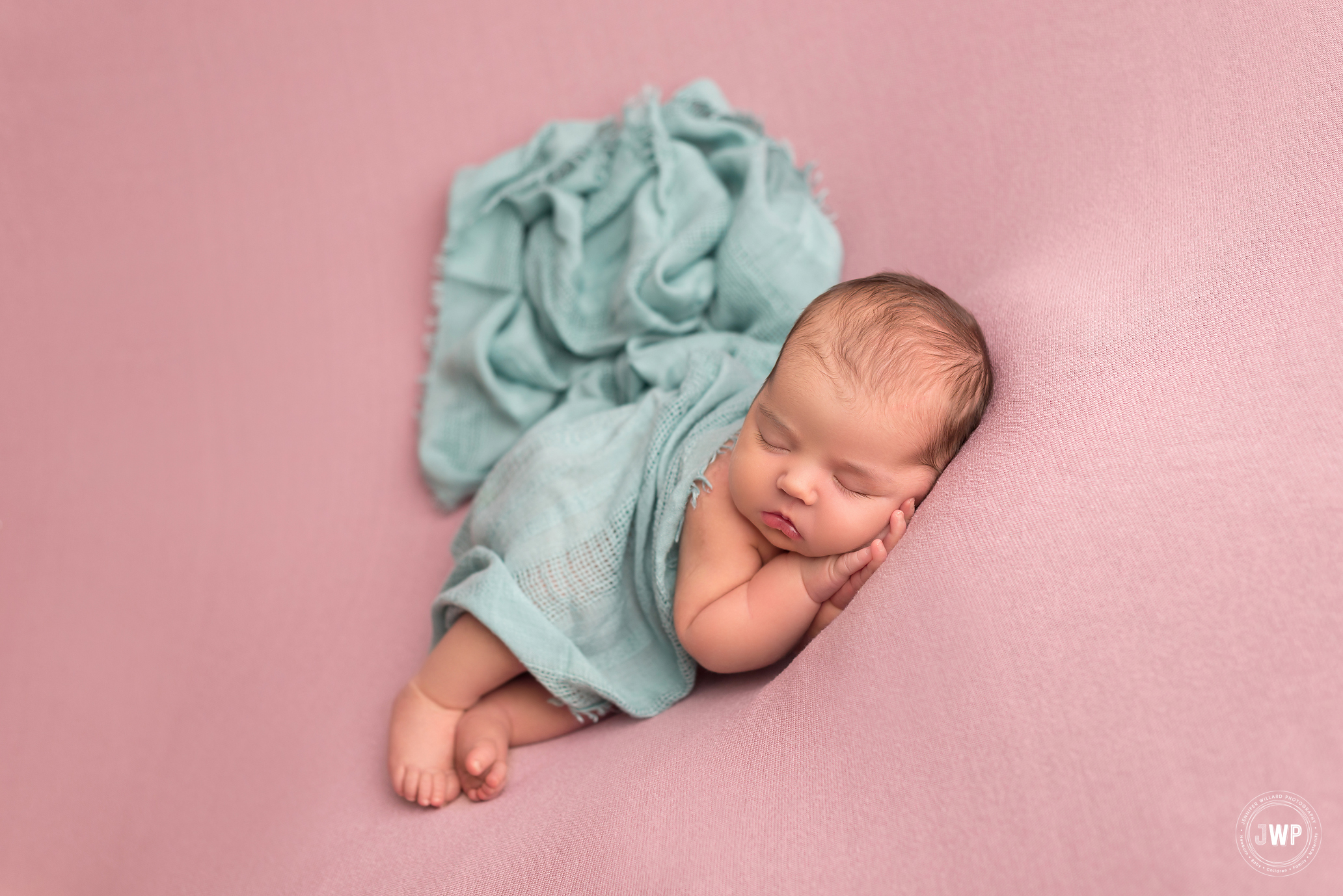 baby girl pink blanket sage wrap Kingston newborn photographer