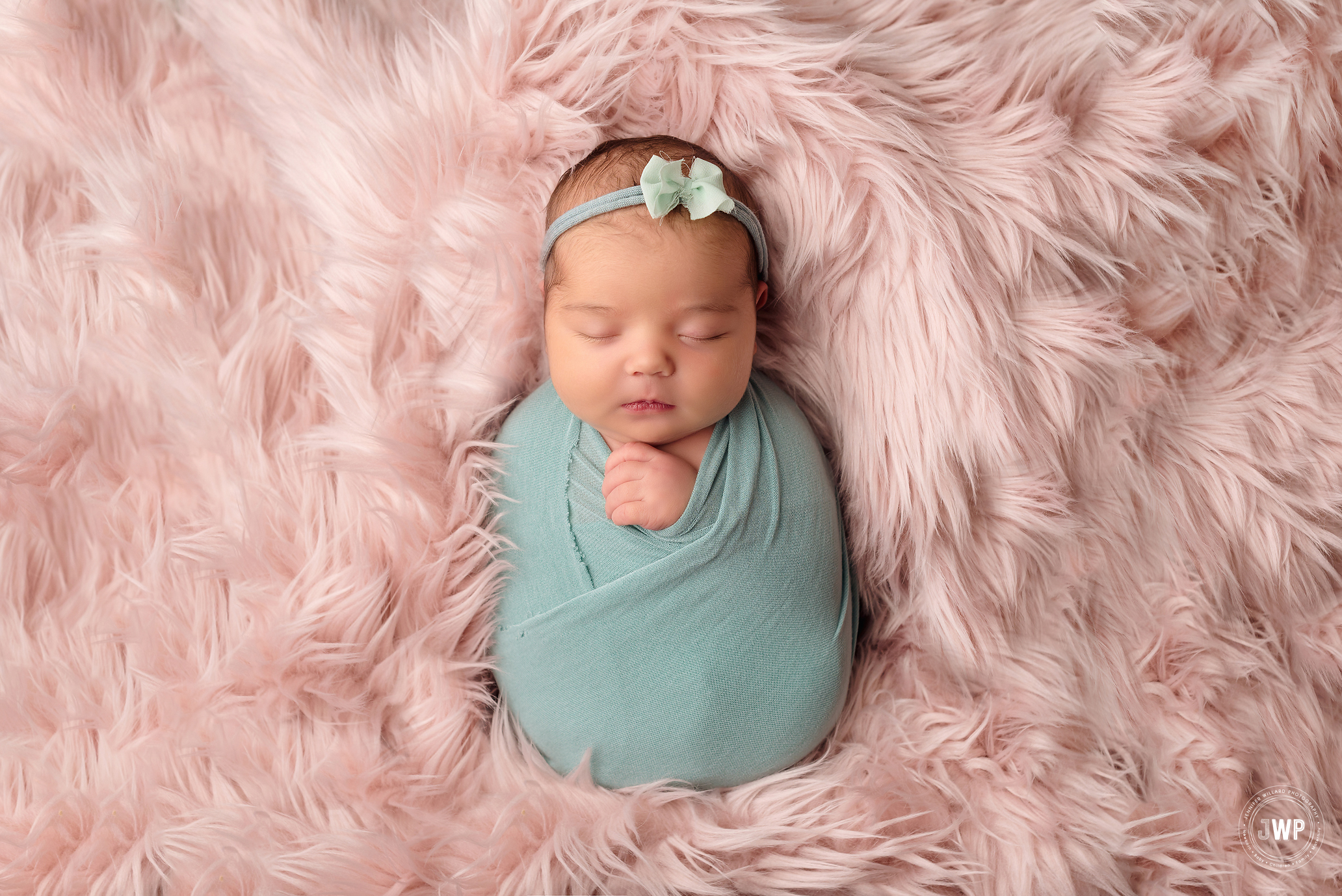baby girl sage wrap pink flokati Kingston newborn photographer