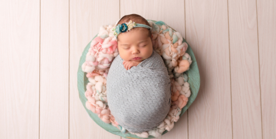 baby girl sage wrap pink layer Kingston newborn photographer