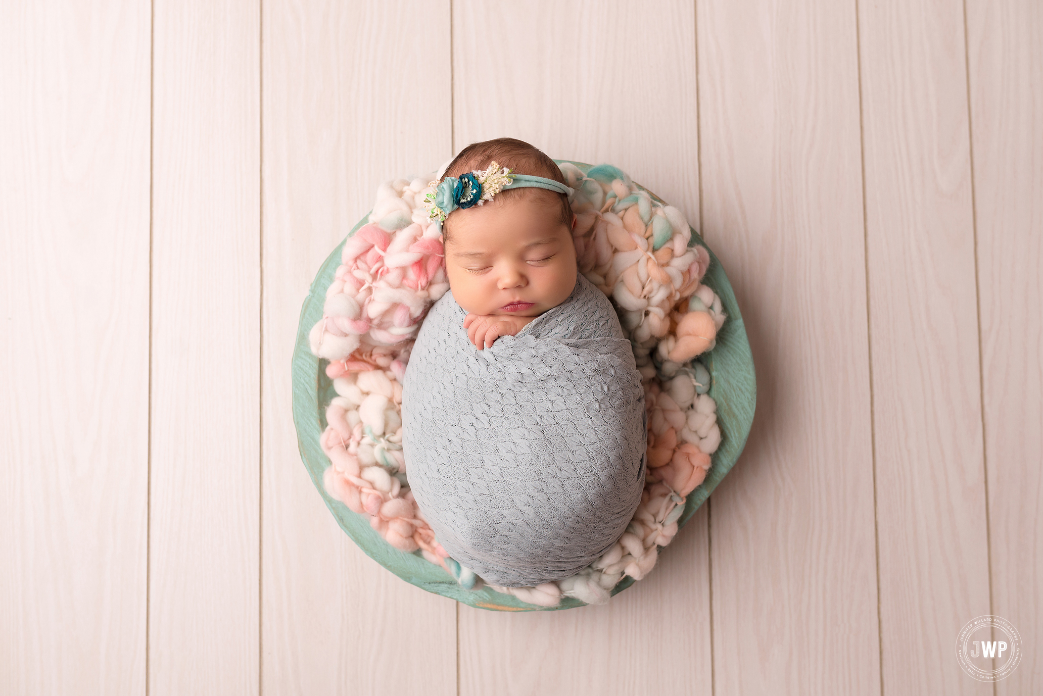 baby girl sage wrap pink layer Kingston newborn photographer