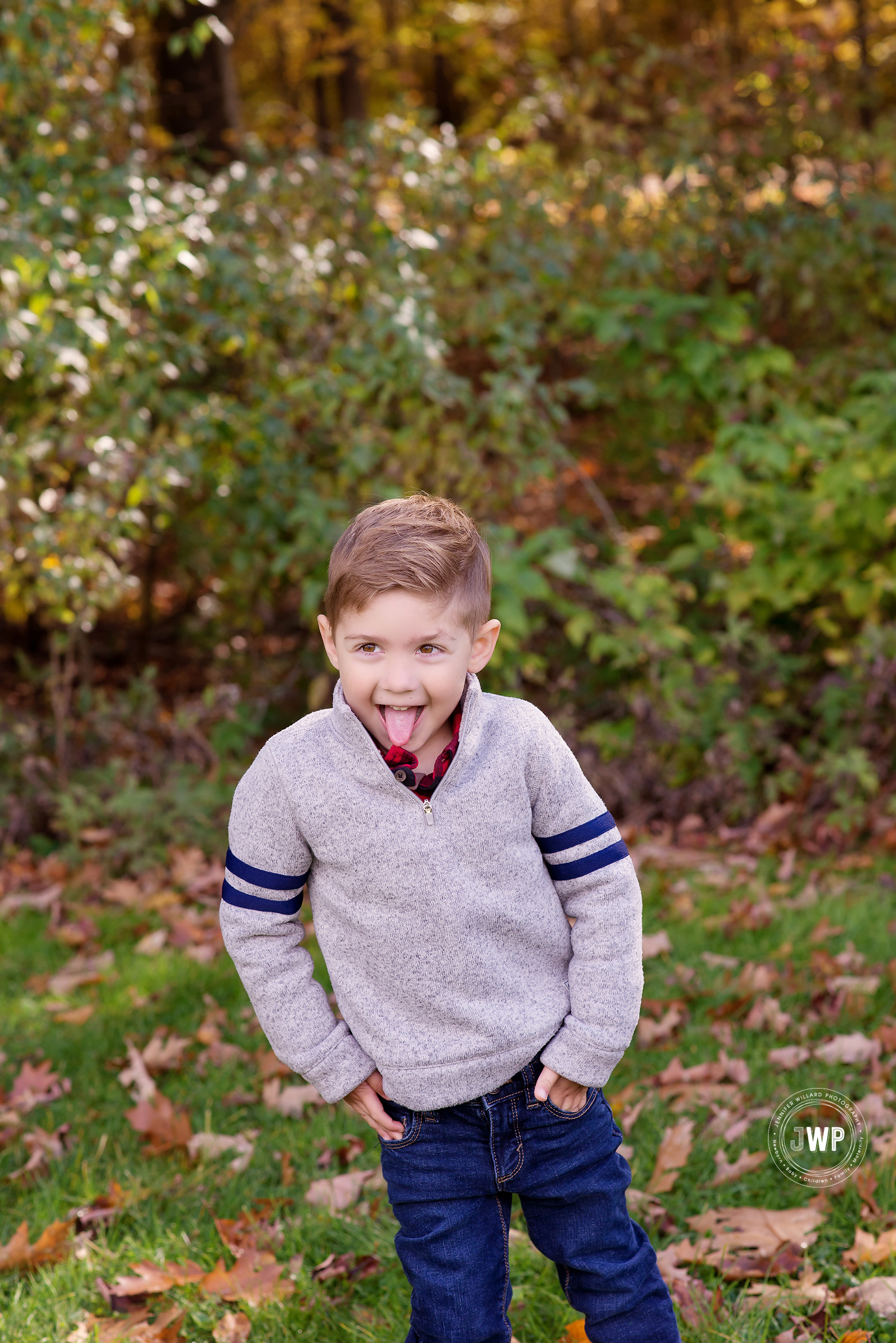 little boy Fall leaves Children Portrait Kingston Ontario