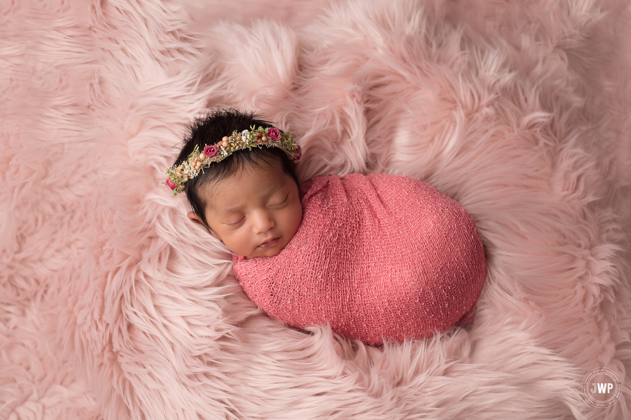 newborn baby girl pink wrap flokati Kingston photographer