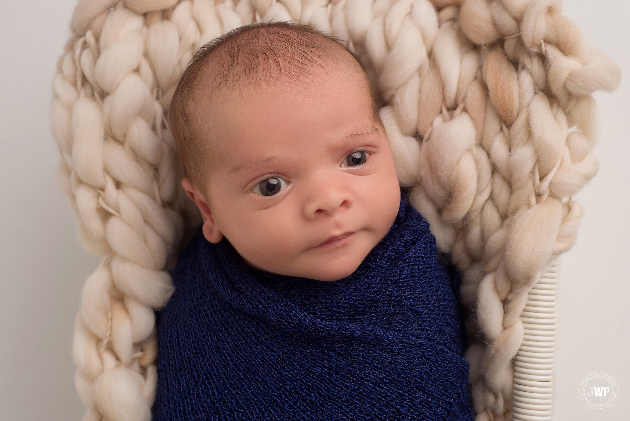 newborn boy blue wrap cream knit Kingston baby Photographer