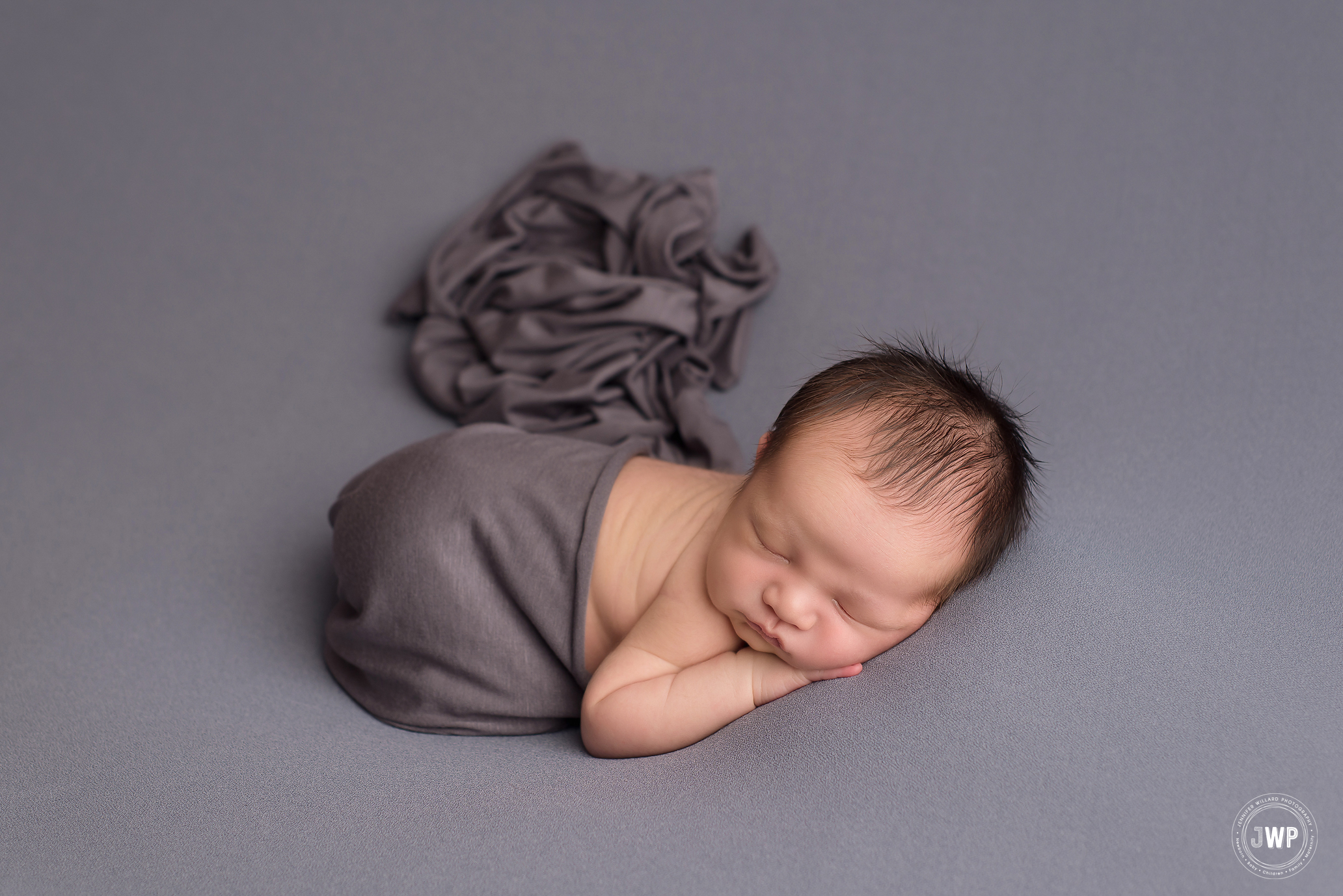 newborn boy grey blanket wrap Kingston baby photographer
