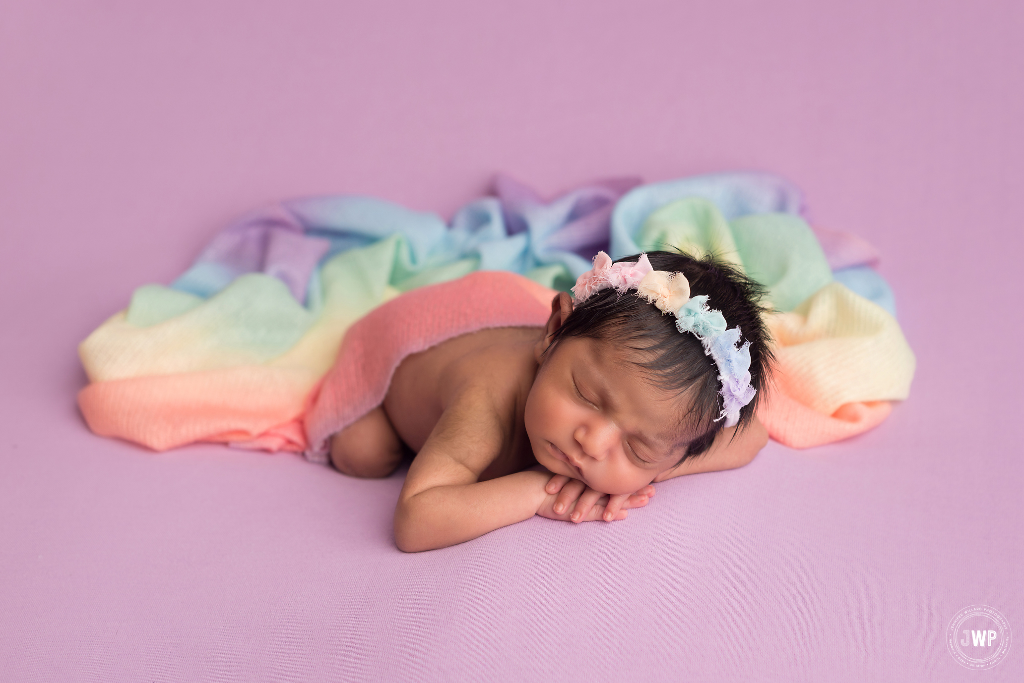 rainbow baby newborn girl wrap purple blanket Ontario photographer