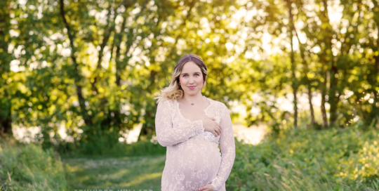 Pregnant Mother white lace dress sunset Kingston Maternity Photographer