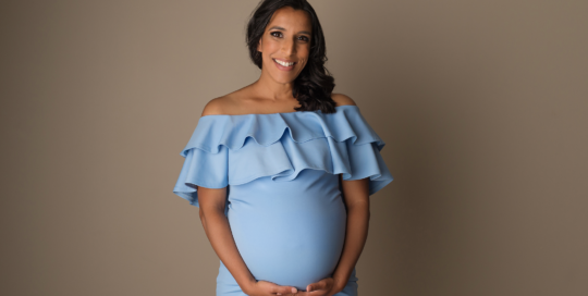 pregnant mother blue dress dark hair Kingston ontario maternity photographer